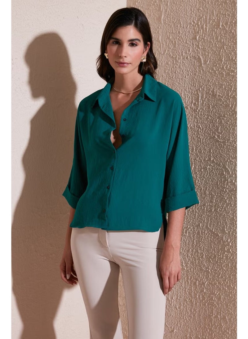 Lela Relaxed Fit Three Quarter Sleeve Long Back Shirt Women's Shirt 67033392S4 - Image 2